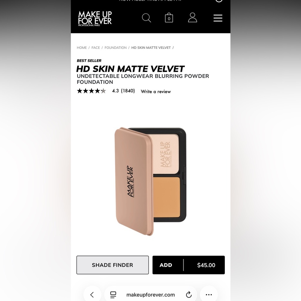 🌸Makeup Forever HD Skin Matte Velvet Foundation - Shade R220